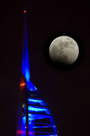 Winter Moon behind Spinnaker Tower, Portsmouth